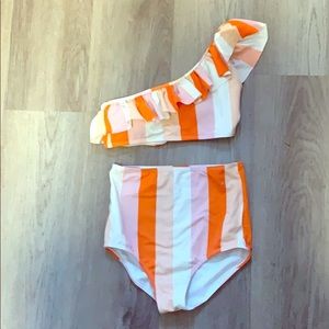 2 piece stripped bathing suit